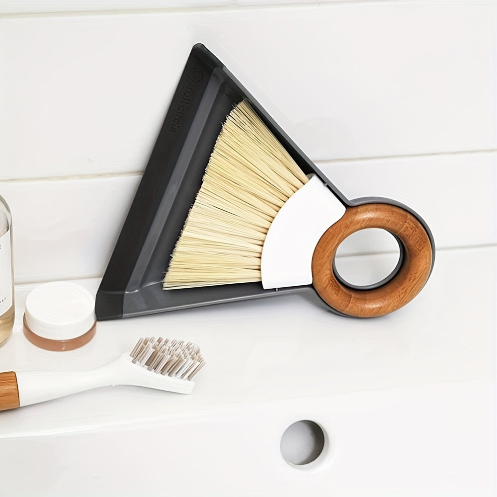 Mini Desktop Broom Duster Set with Wooden Handle for Keyboard Windows and Pet Waste