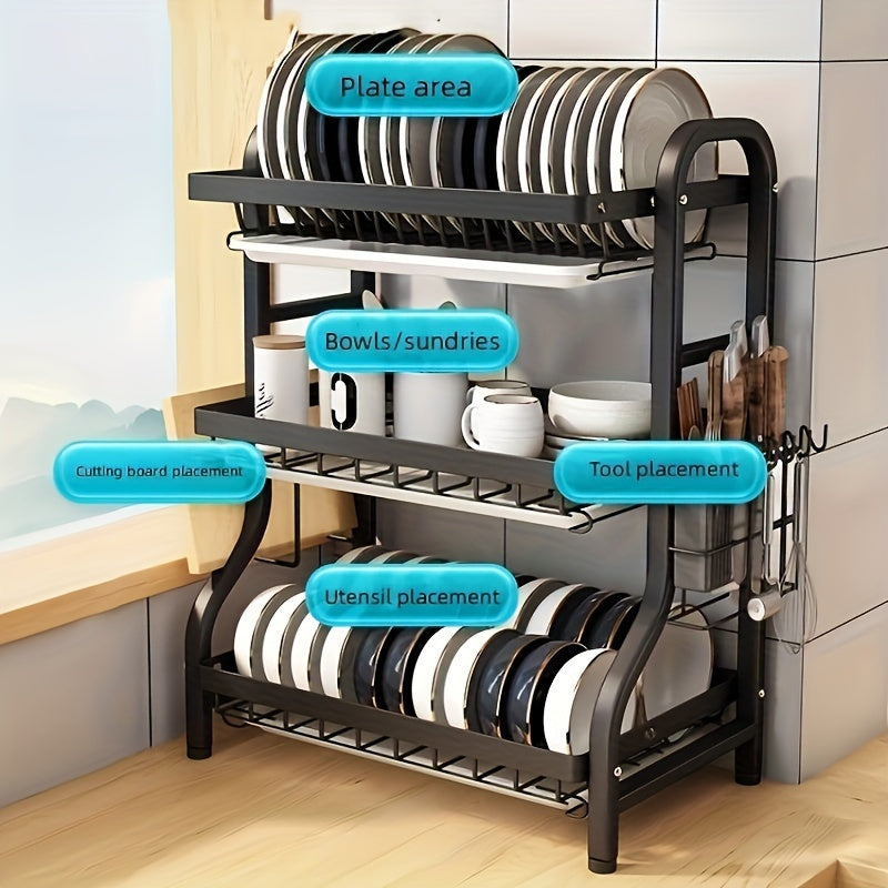2-Tier Kitchen Dish Rack with Drainboard for Dishes and Cutting Boards Commercial Use