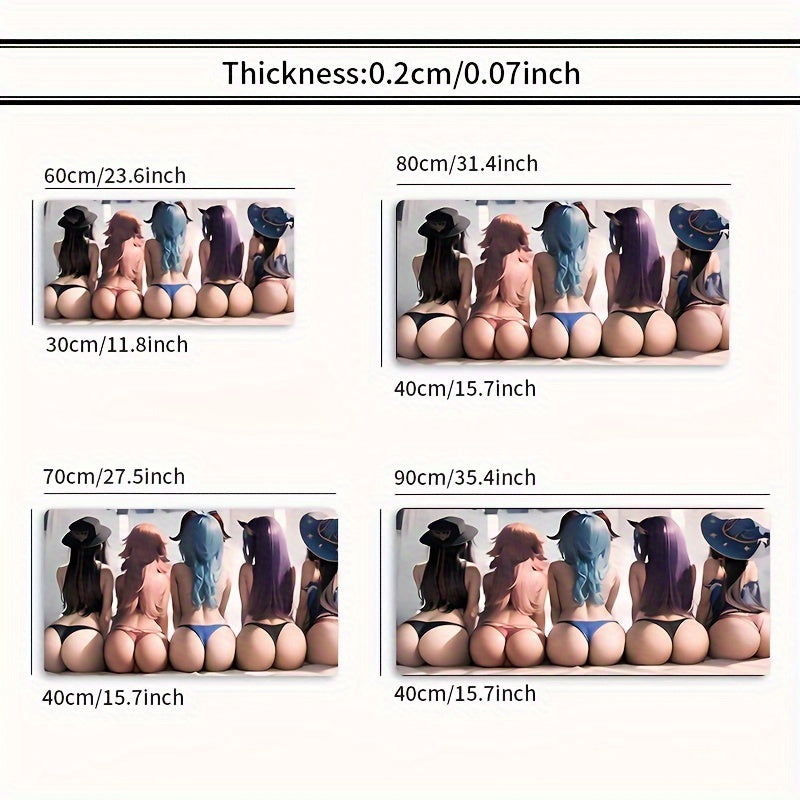 Katta, qalin, suvga chidamli anime qiz silueti o'yin sichqonchasi padini o'yinchilar va ofis ishlari uchun sirpanmaydigan asos va silliq yuzasi bilan.