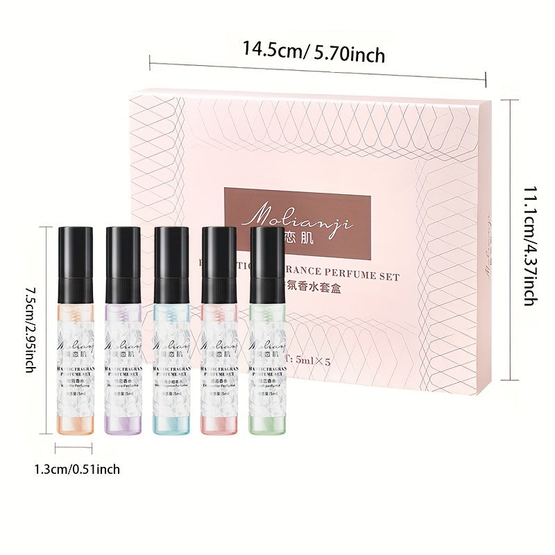 Women's Fragrance Set with Fresh Fruit Scent 5 Pieces Liquid Perfume for Daily Wear Travel