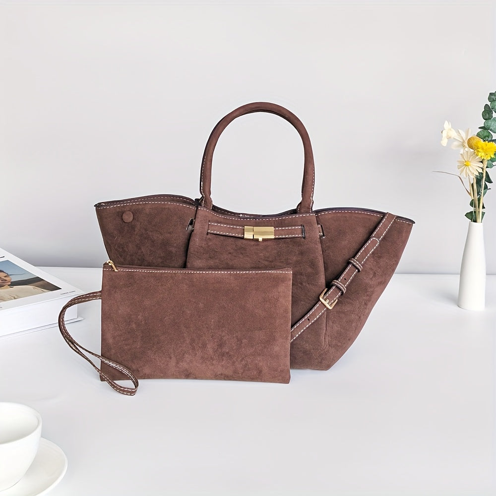 Superhero-Inspired Tote Bag Set Large Capacity Durable Fabric Coffee Light Brown