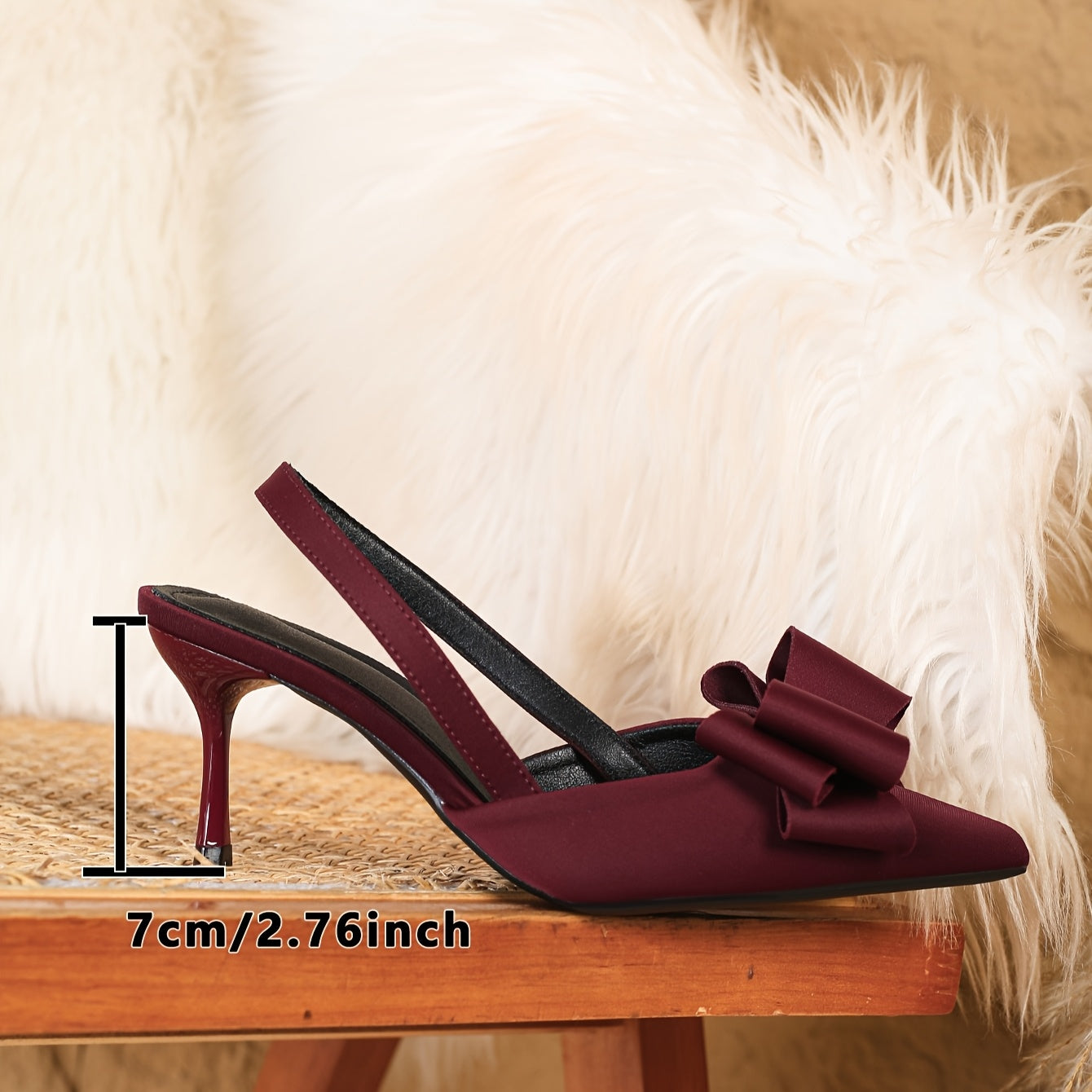 Women’s Elegant Bow-Decorated Pointed Toe Stiletto Heels Fabric Upper All-Season Party Shoes