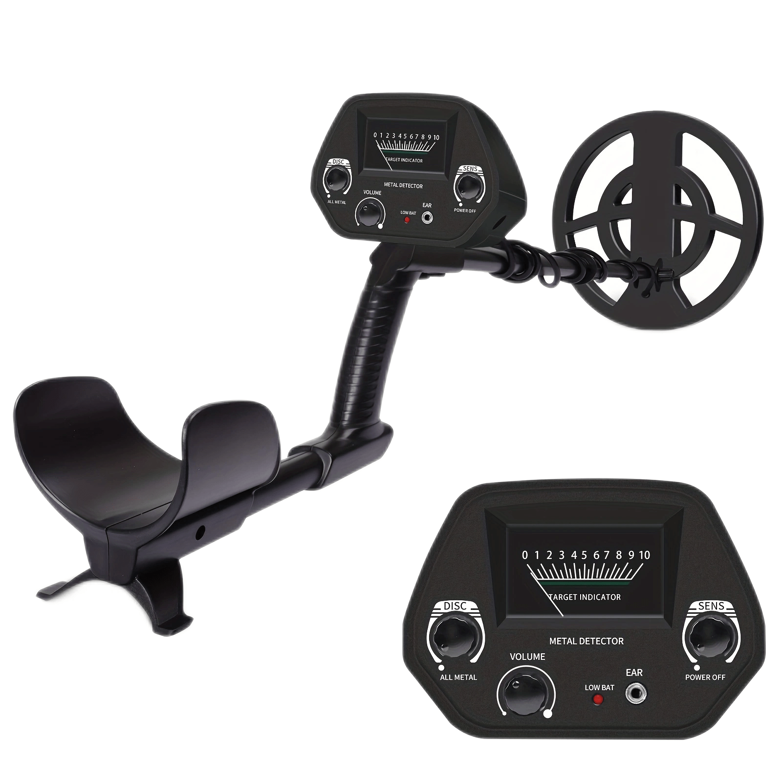 Metal Detector for Beach Treasure Hunting with 20.32cm Coil Adjustable Sensitivity and Target ID