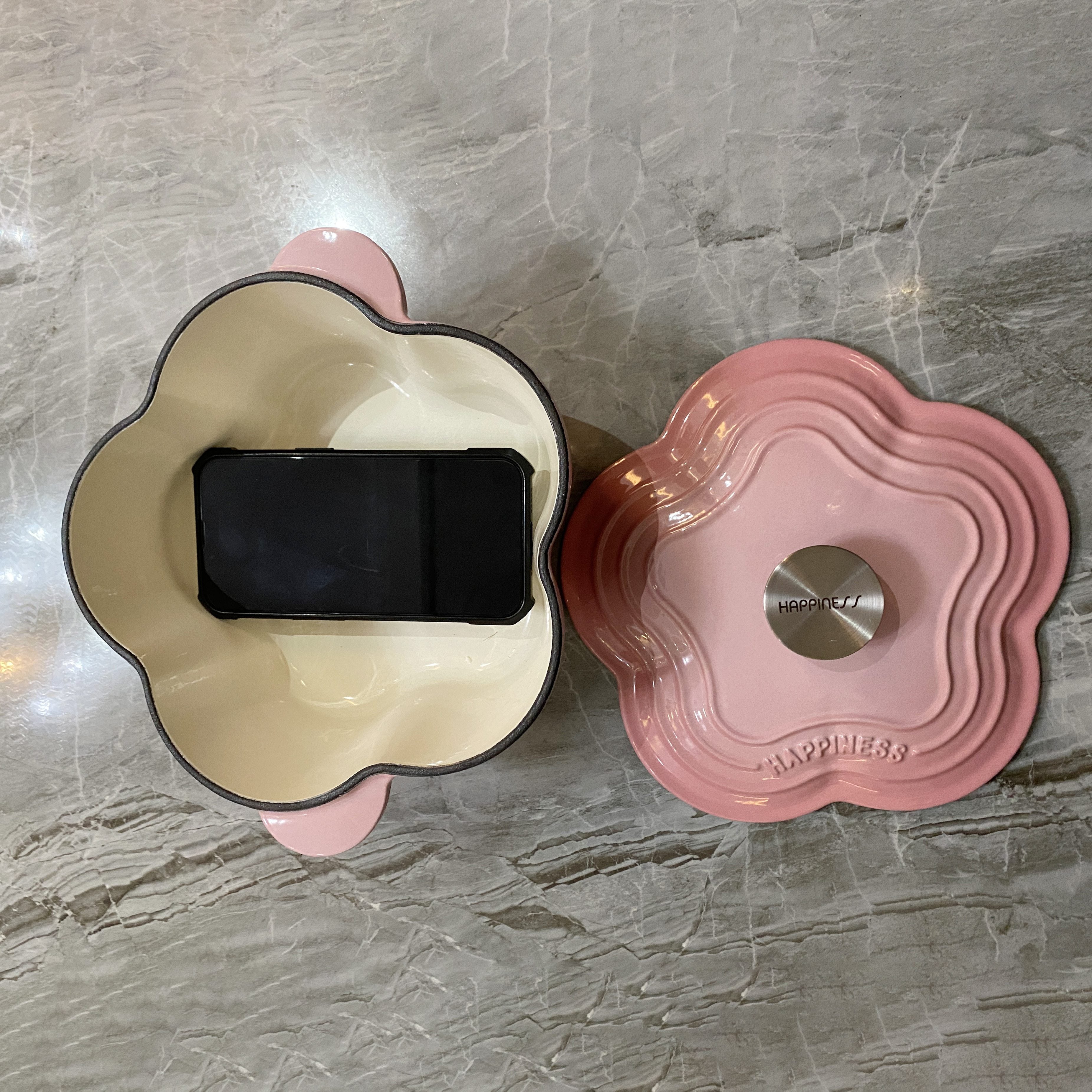 Enamelled Cast Iron Pumpkin Soup Pot Non-Stick Induction Compatible Durable