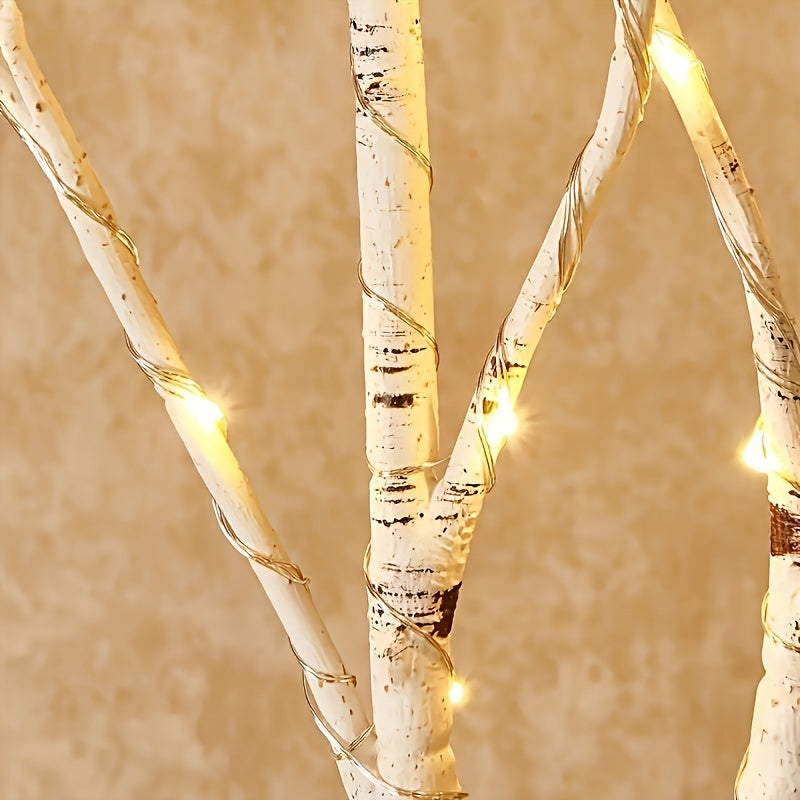 Battery-Powered Illuminated Artificial Birch Branch for Indoor Decor and Events