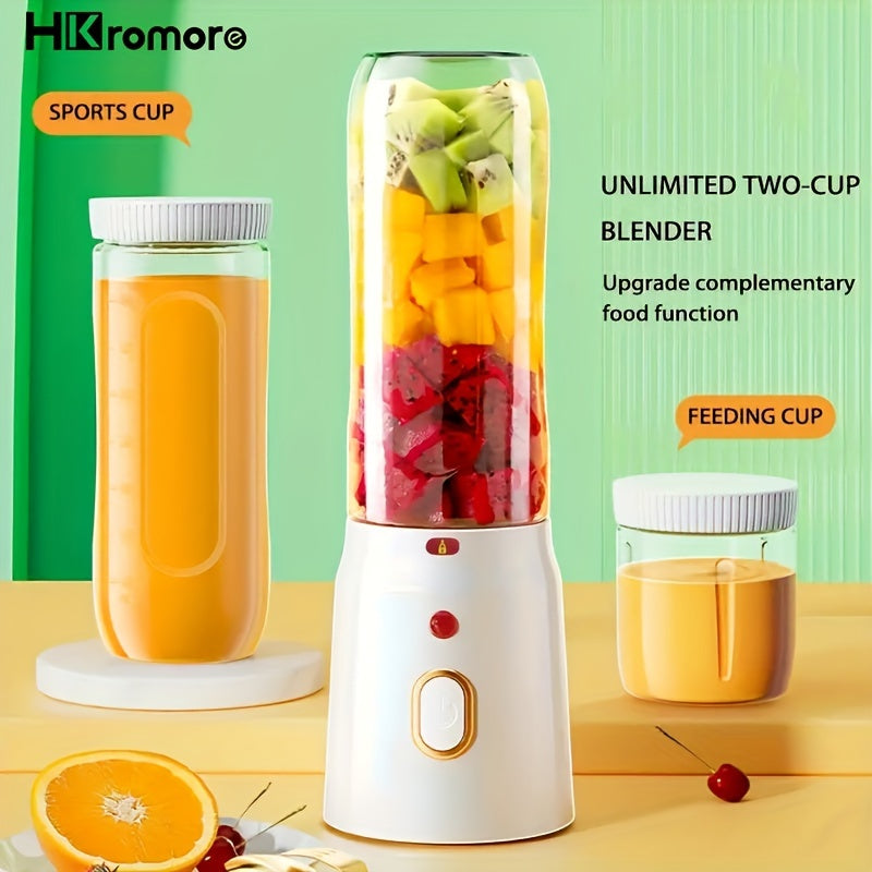 Портативный двойной стакан-миксер 450 мл, перезаряжаемый через USB, пищевой пластик PP для дома и путешествий