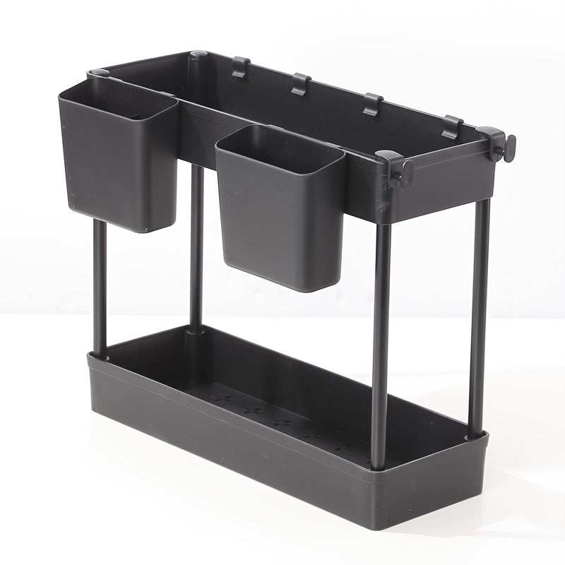 2-Tier White Sink Organizer Rack for Kitchen Storage and Spices