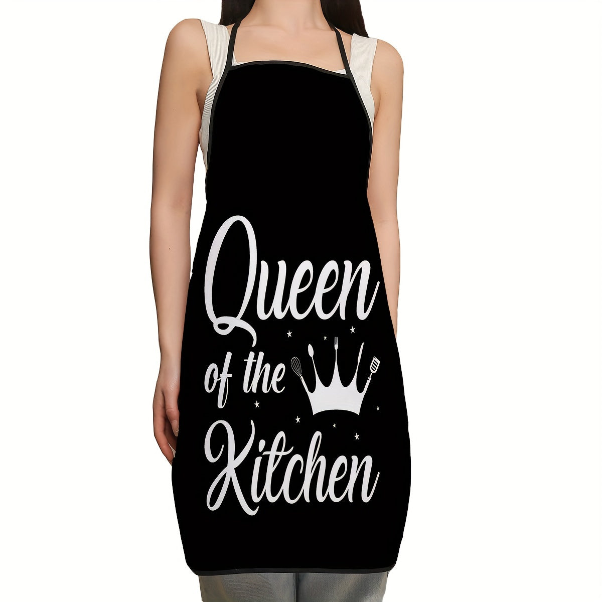 Letter Print Apron Made of Durable Polyester for Kitchen and Dining