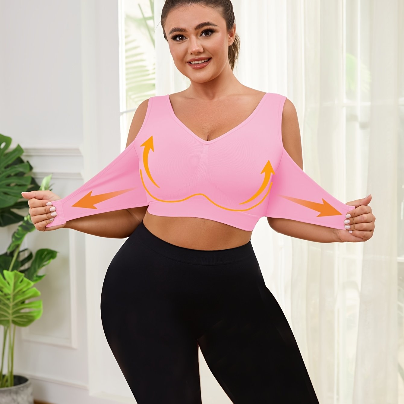 Women Plus Size Seamless Wireless Sports Bra for Yoga Running Workout