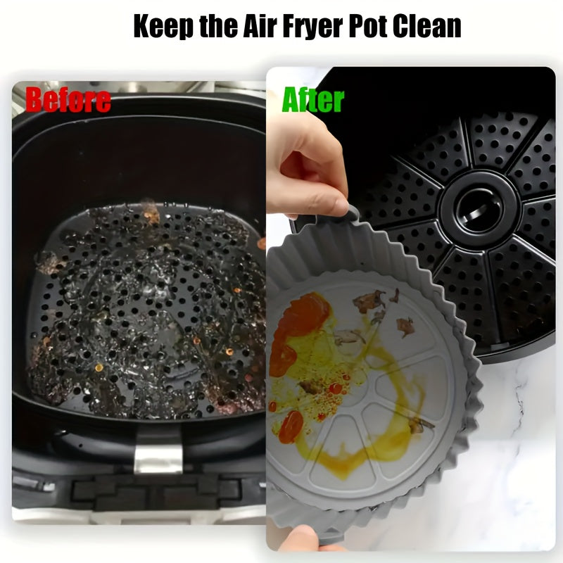 2 Pieces Silicone Air Fryer Liners Reusable Non-Stick Kitchen Accessories