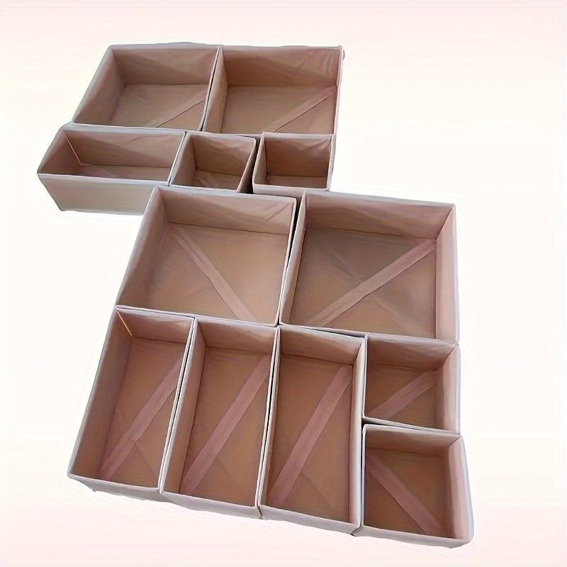 Juego de 12 organizadores de tela plegables para cajones para ropa, calcetines, sujetadores, corbatas, cajas de almacenamiento