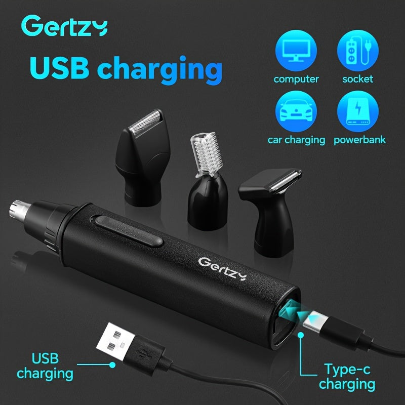 4-in-1 Rechargeable Ear Nose Hair Trimmer for Men and Women with 4 Replacement Heads