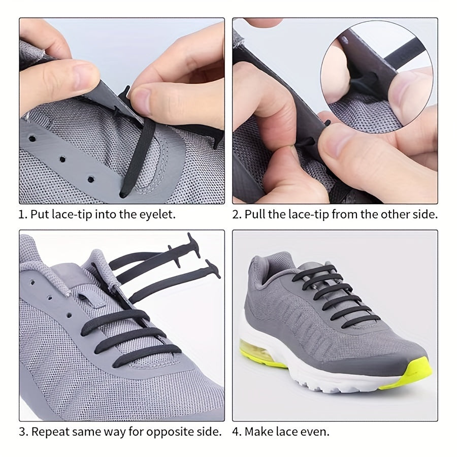 16 Pcs Silicone No Tie Shoelaces Adjustable Durable Easy to Clean for Sneakers