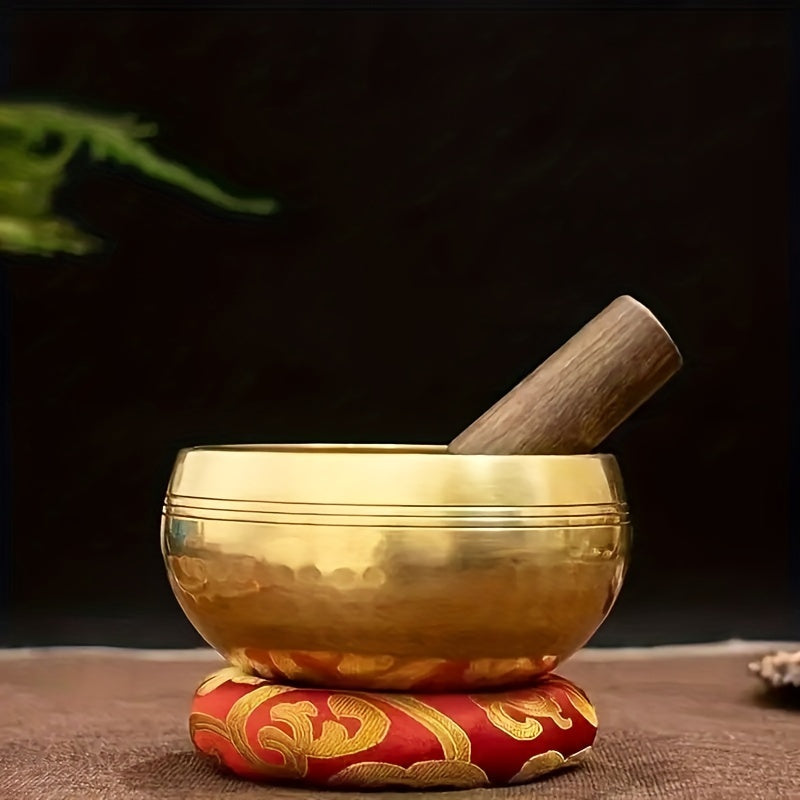 Hand-Hammered Copper Tibetan Singing Bowl Set for Meditation Healing Relaxation