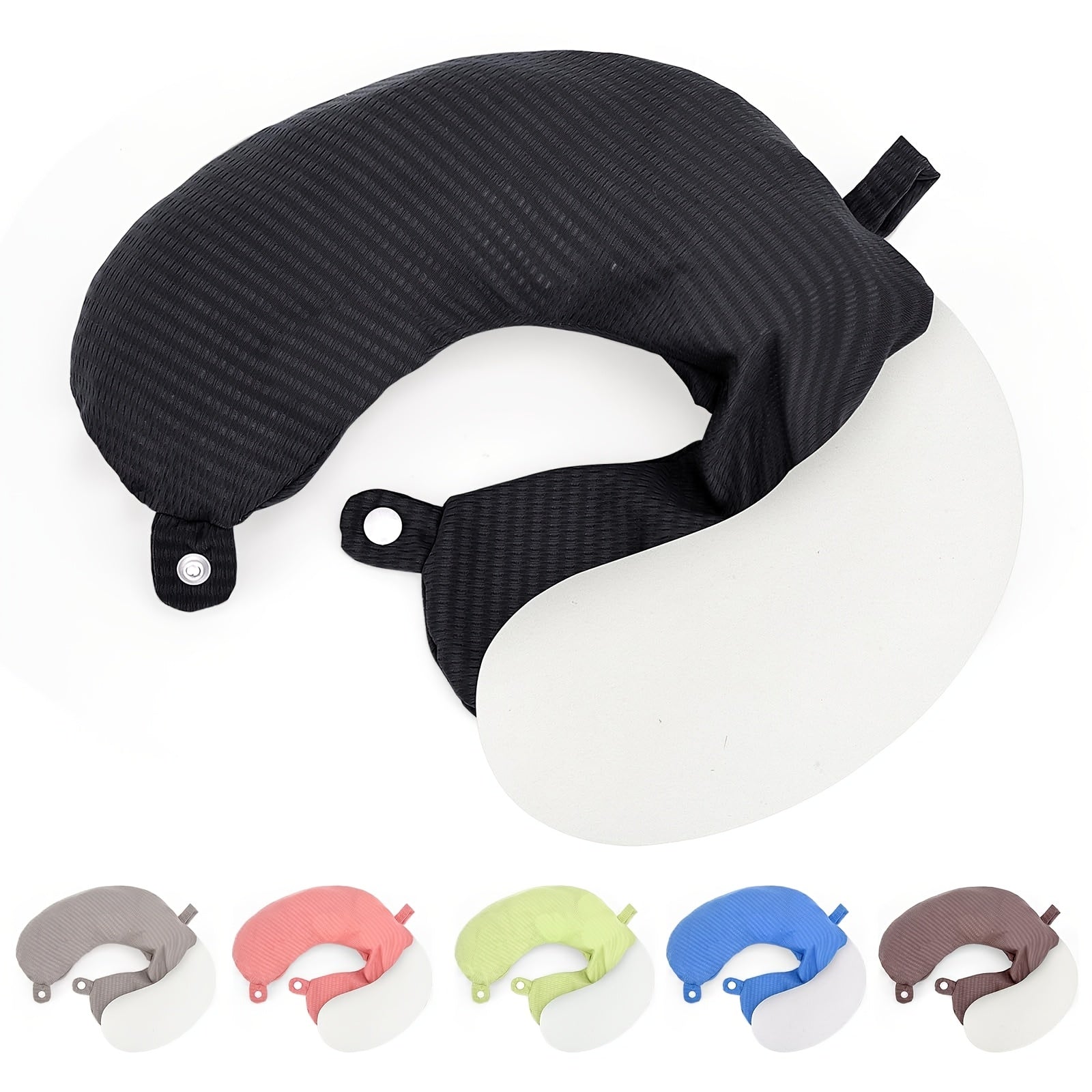 Koʻk rangli toʻqilgan polyester U-shaklidagi sayohat boʻyniga taqiladigan yostiq qoplami, engil, yuviladigan