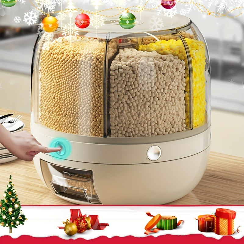 Large Capacity Rotating Plastic Storage Container with Lid for Kitchen Organization