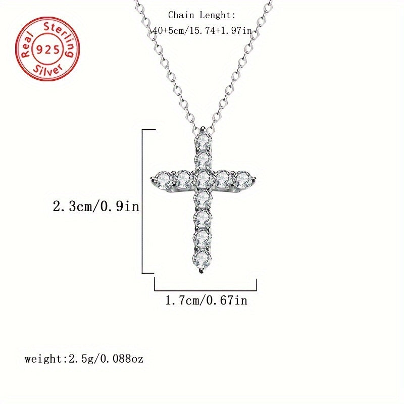 Women's Sterling Silver Cross Necklace with Mozambique Diamonds for Casual and Formal Wear