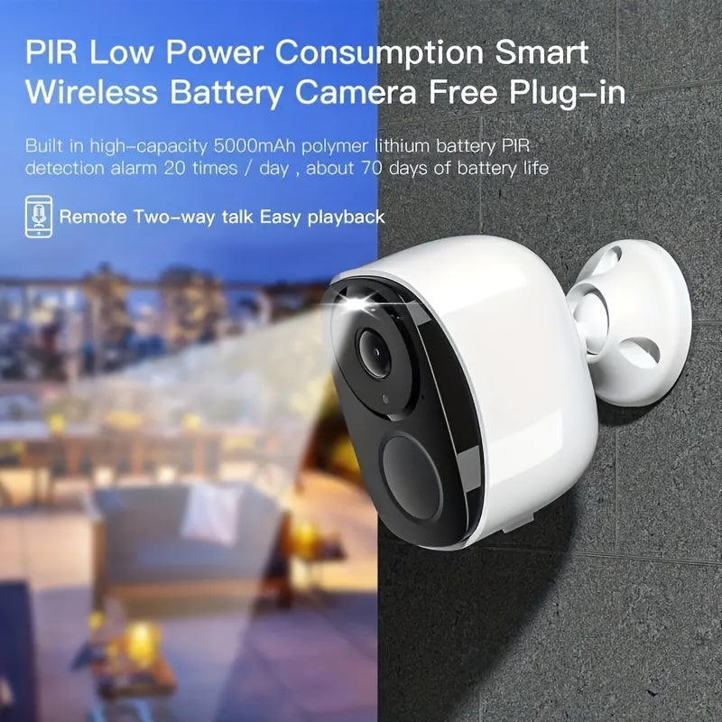3MP Outdoor Wireless Security Camera with 5000mAh Battery Color Night Vision AI Motion Detection WiFi Two-Way Audio Waterproof