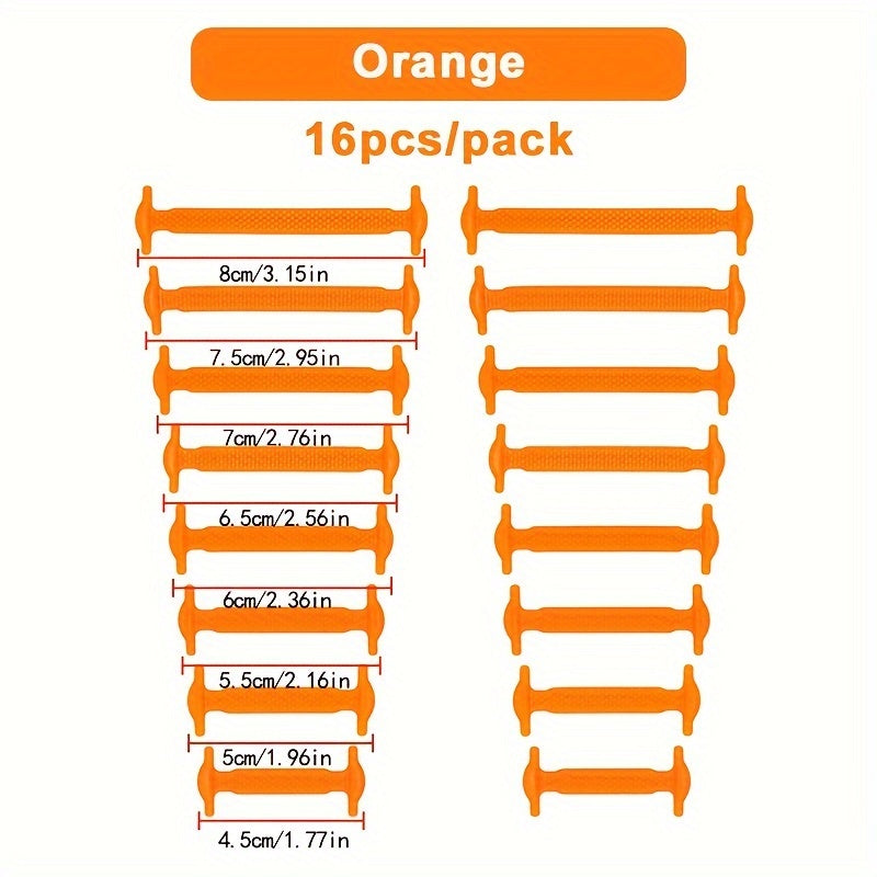 16 Pack Elastic Silicone Shoelaces for Sports and Casual Shoes