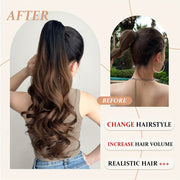 Unisex Deep Wave Claw Clip Ponytail Extension 71.12cm Synthetic Hairpiece for Daily Use