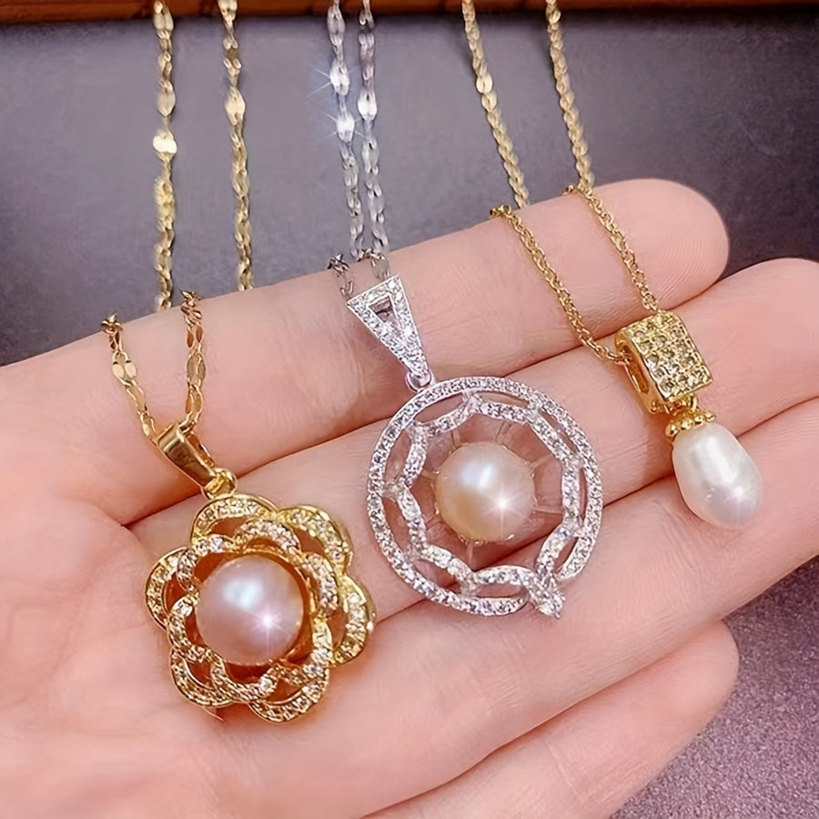 10-Piece Freshwater Pearl Pendant Necklace Set for Women Wedding Jewelry