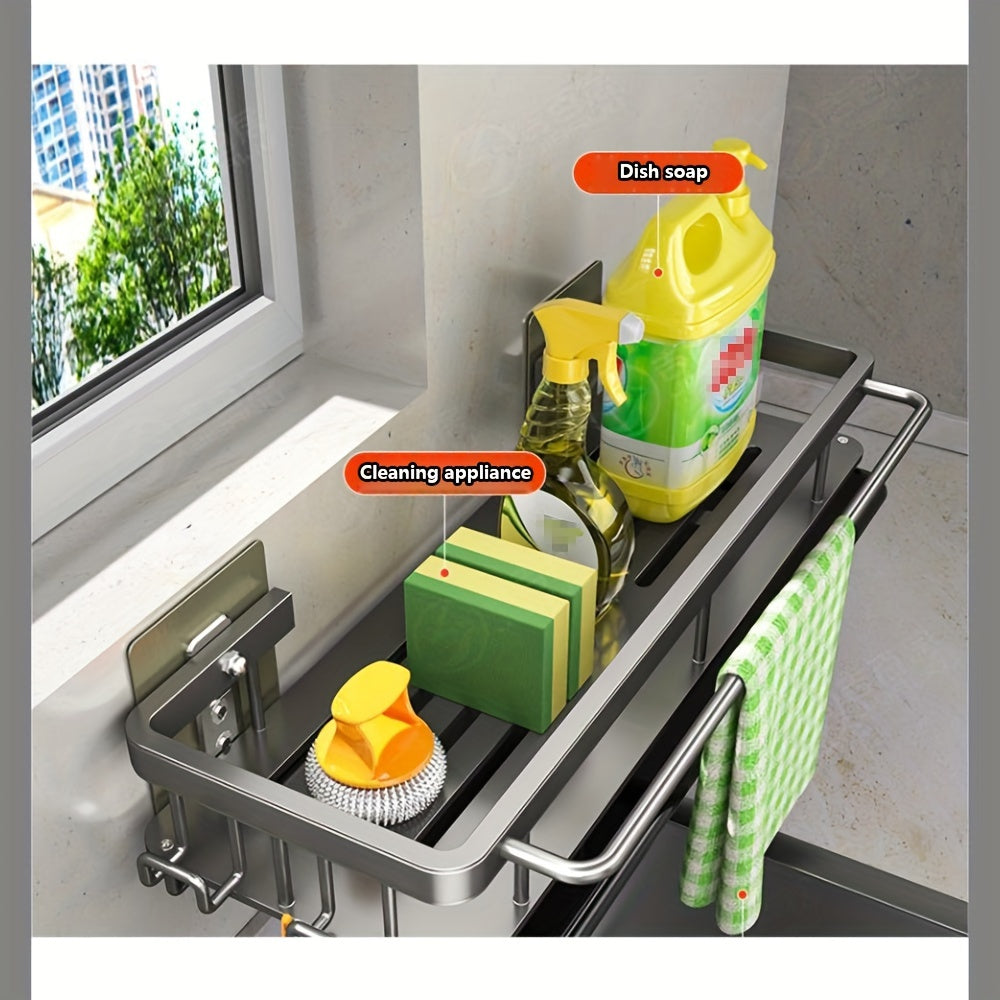 Настенная кухонная полка с встроенной сушилкой для посуды и экономичным дизайном, без необходимости сверлить отверстия. Идеально подходит для хранения кухонных полотенец и других аксессуаров. Отличный многофункциональный органайзер для дома.