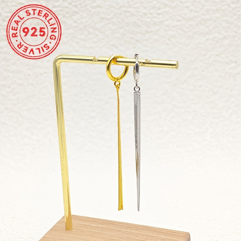 Sterling Silver Snake Chain Tassel Earrings for Women Casual Stylish Lightweight