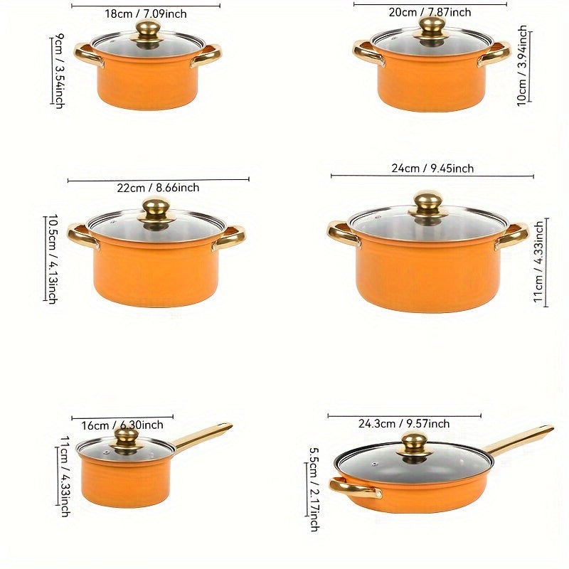 18-Piece Stainless Steel Cookware Set Non-Stick Pots and Pans with Golden Handles