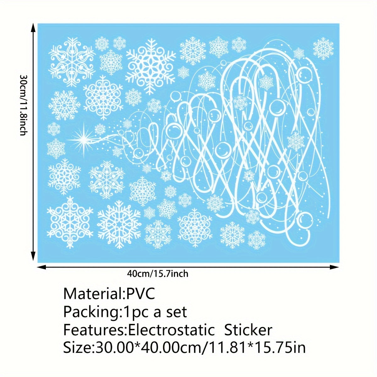Christmas Cheer Window Clings Snowflake Design Self-Adhesive PVC Decor
