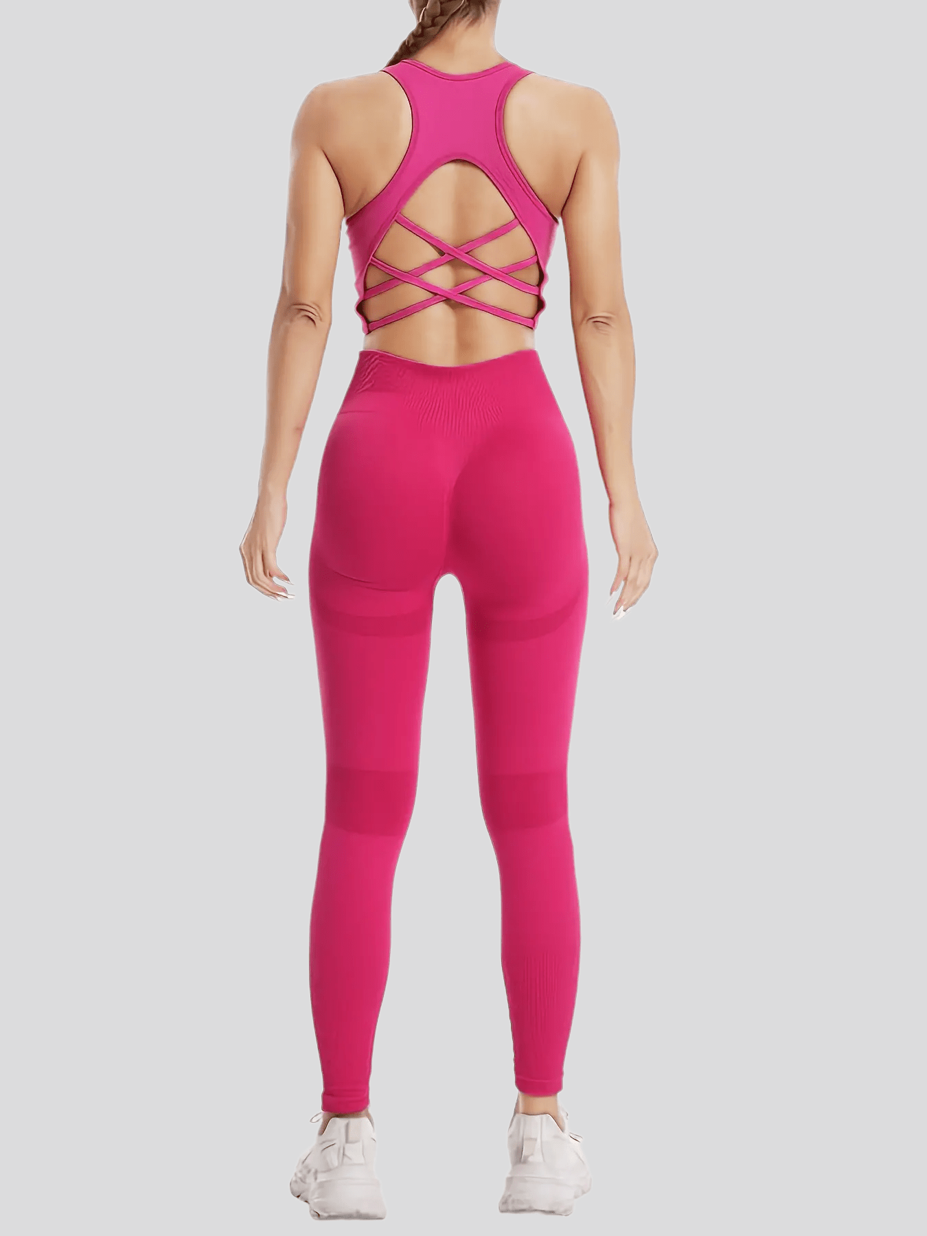 High-Waist Yoga Set with Shockproof Sports Bra and Quick-Dry Leggings Nylon Spandex Non-Transparent