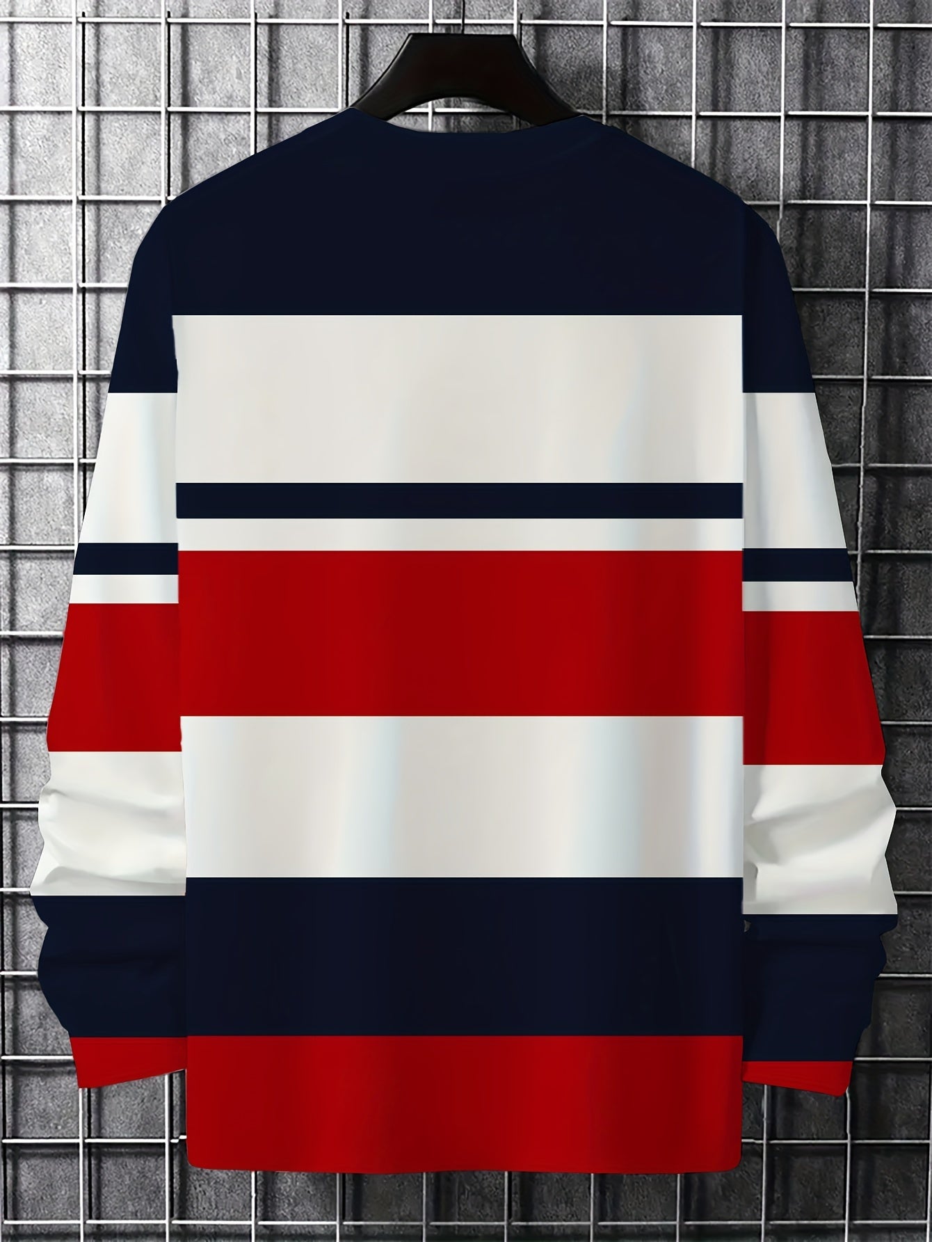 Camiseta de manga larga para hombre con estampado geométrico en 3D, poliéster, casual, otoño e invierno