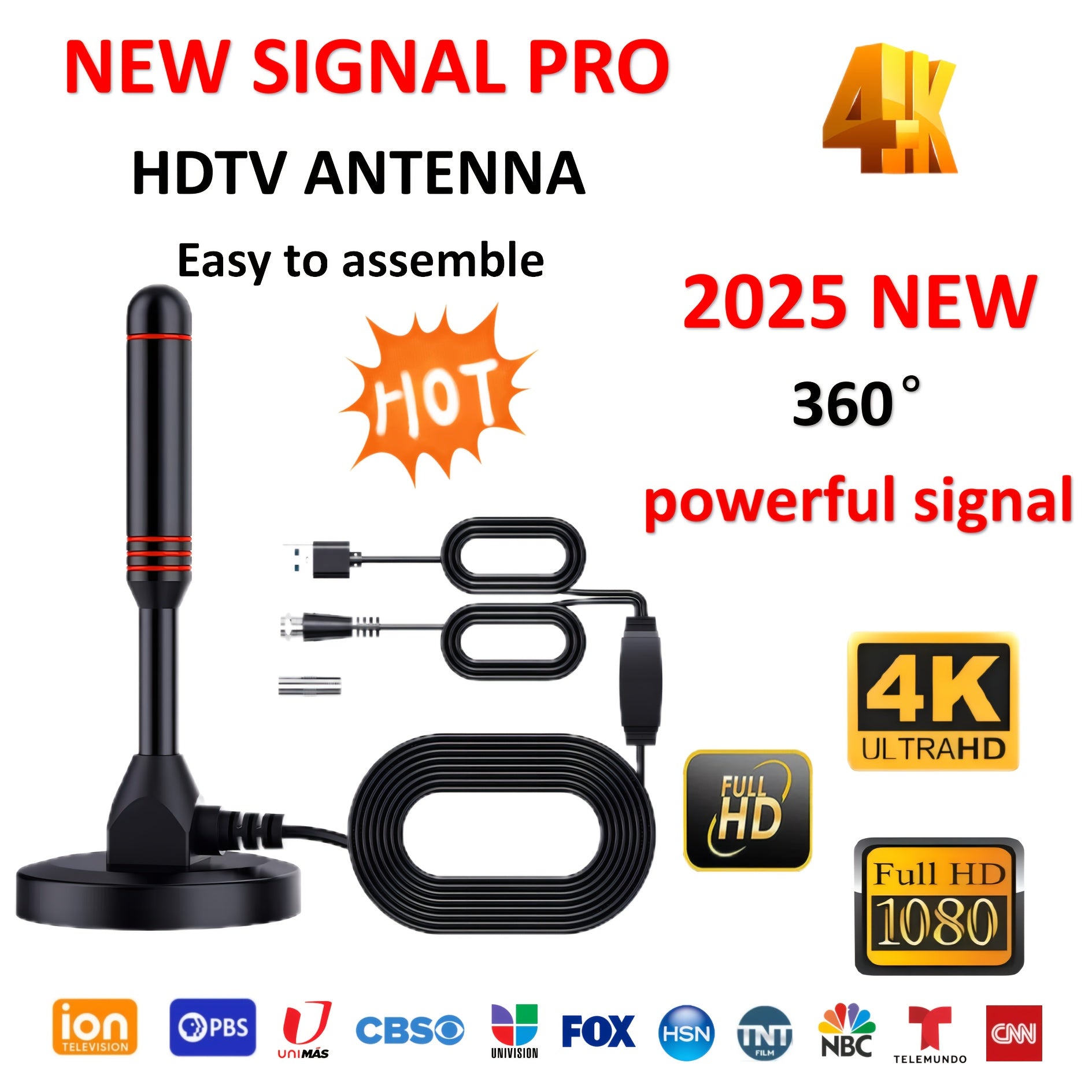 High-Definition 6800 Mile Indoor Outdoor TV Antenna Supports 4K1080 Smart TV