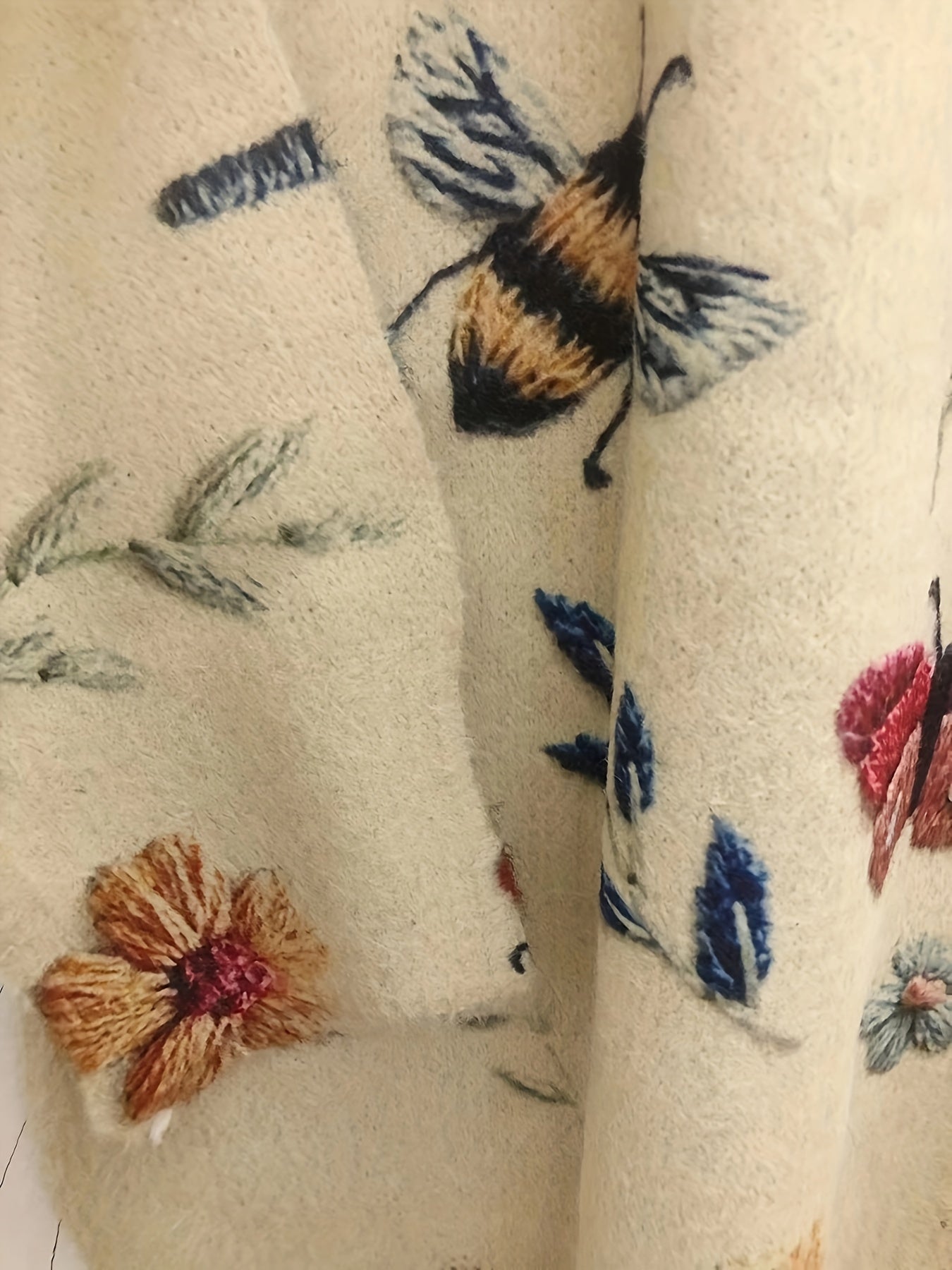 Women's Floral Butterfly Pattern Sweater Thick Knit Plus Size