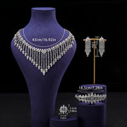 Jewelry Set 4-Piece Cubic Zirconia Necklace Earrings Bracelet Ring Women Wedding Bridal Party