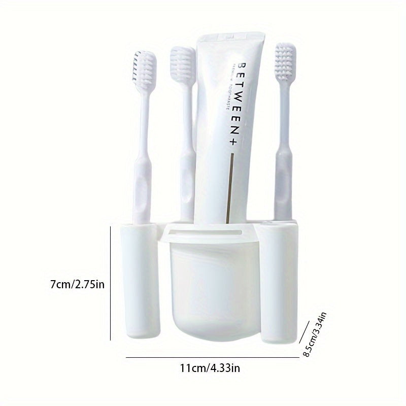 Wall-Mounted Toothbrush and Toothpaste Holder with Water Drainage, Drill-Free