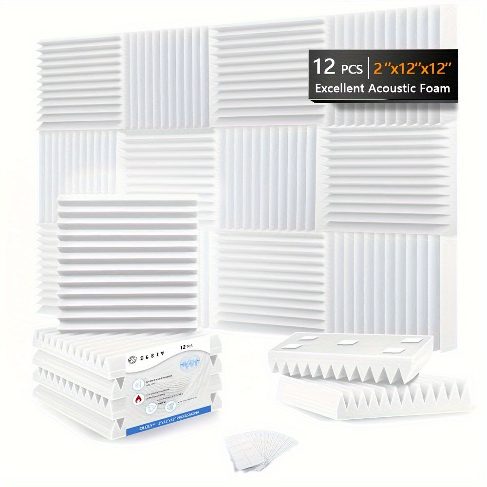 12 штук акустических панелей из пенопласта для снижения шума, звукоизоляции, белые, черные, серые, 30x30x2.5 см