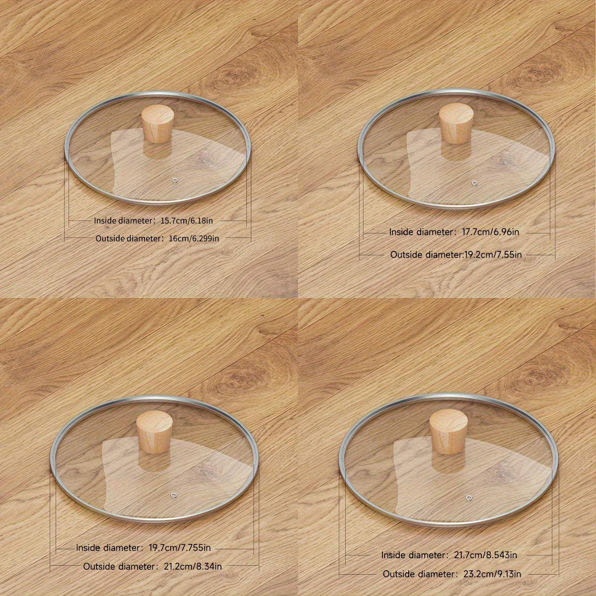 Tempered Glass Cookware Lid for Pots and Pans 16cm 18cm 20cm 22cm 24cm