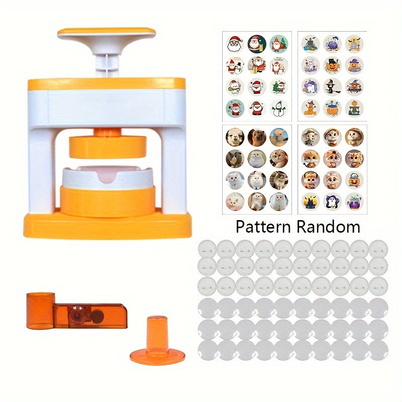 DIY Pin Badge Maker Kit with 48 Button Parts and Circle Cutter for Ages 6+