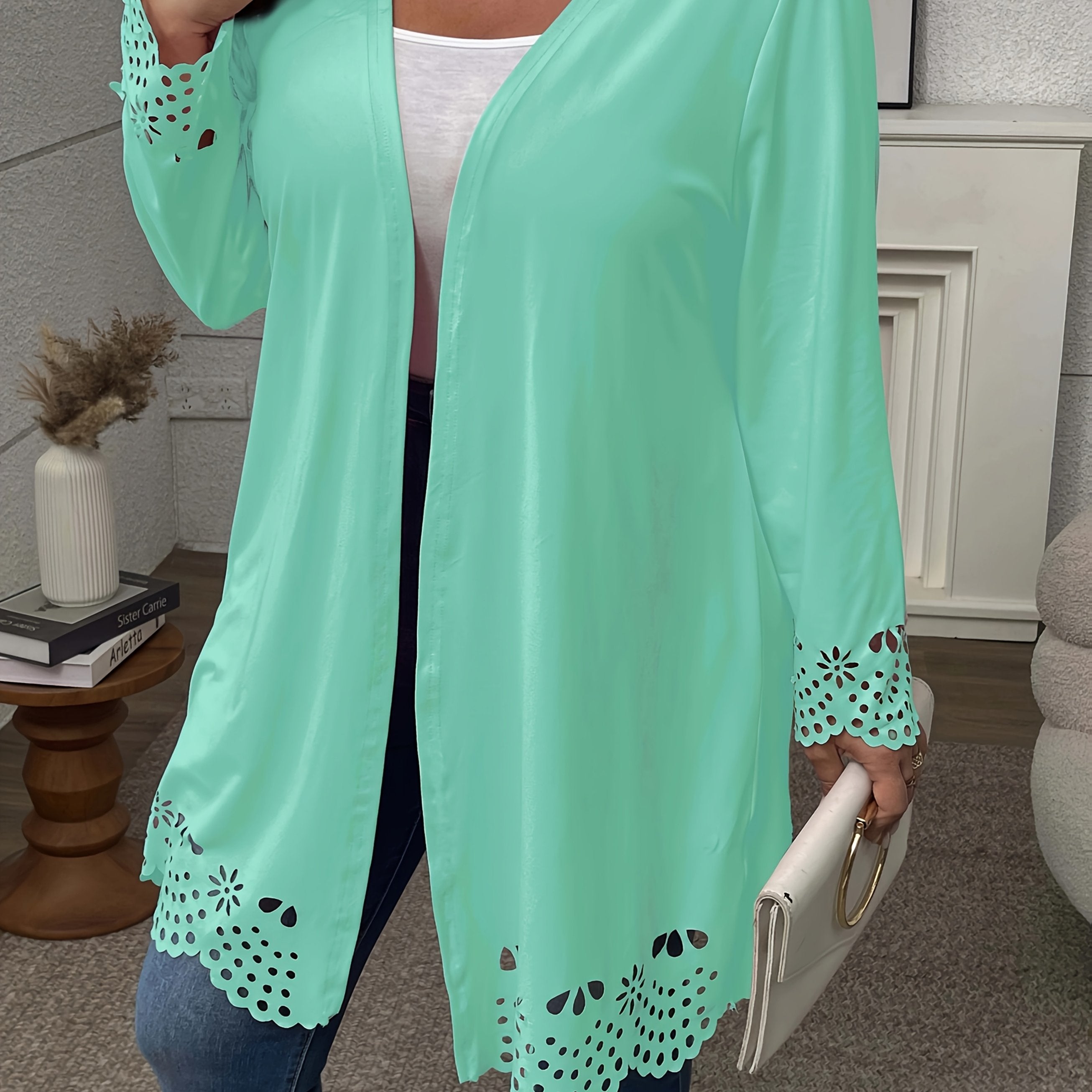 Women's Machine Washable Cardigan in Solid Color with High Stretch Knit Fabric for Fall and Winter