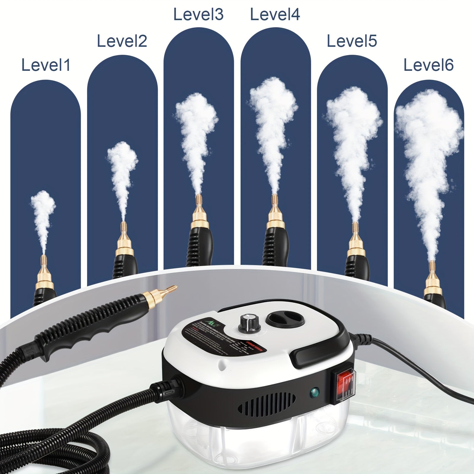 3 ta cho'tka boshli, 6 ta sozlanadigan tezlikka ega, 1500W quvvatga ega portativ bug' tozalagich. Oshxona, mebel, hammom va avtomobil uchun ideal.