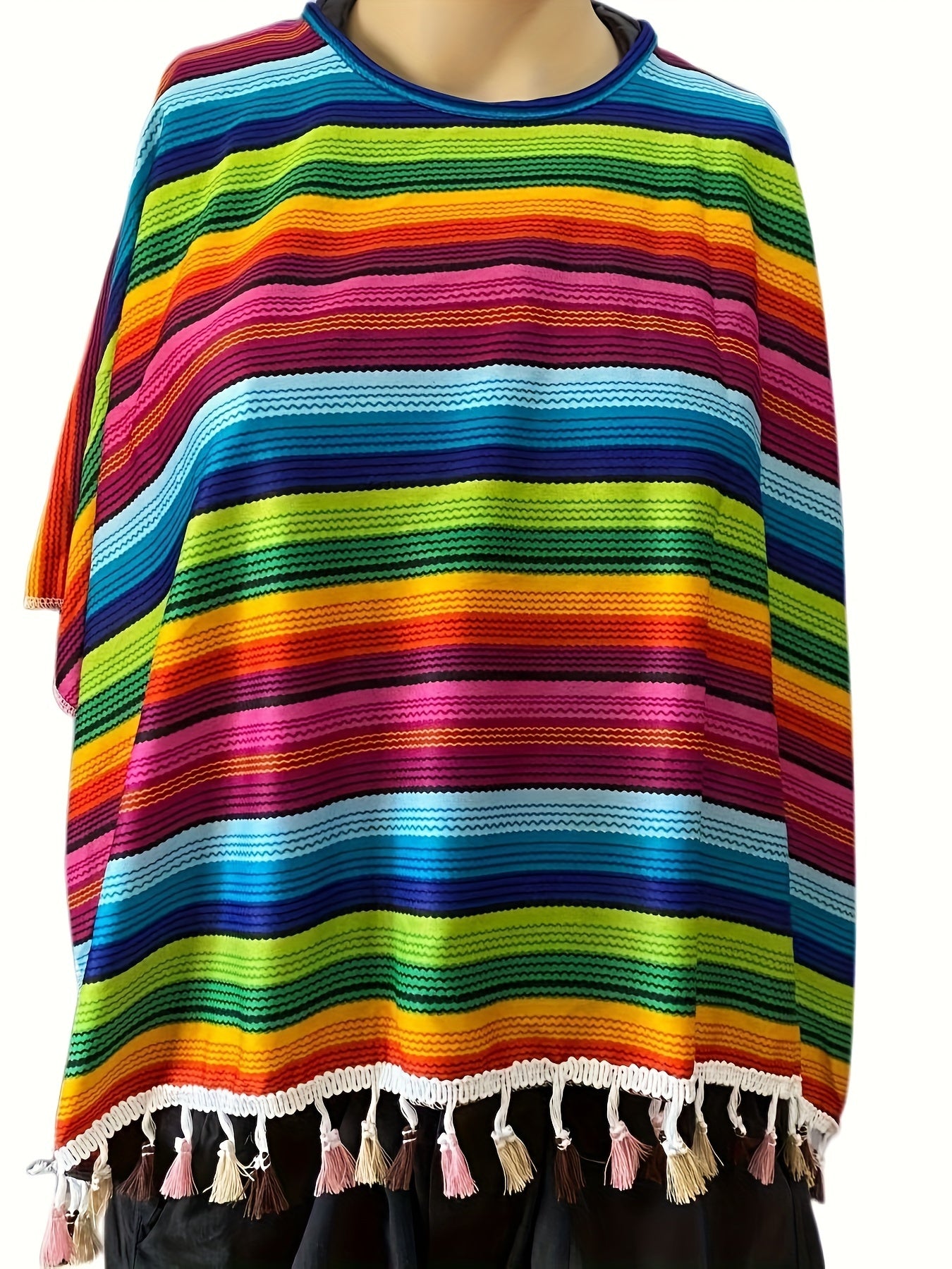 Мужская накидка большого размера с ярким полосатым принтом для косплея