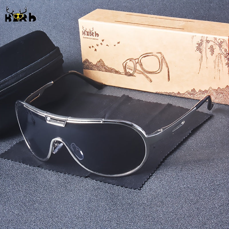 Tashqarida velosiped va ko'chalar uslubiga mo'ljallangan katta o'lchamli oltin ramkali quyosh ko'zoynaklari, himoya qutisi bilan