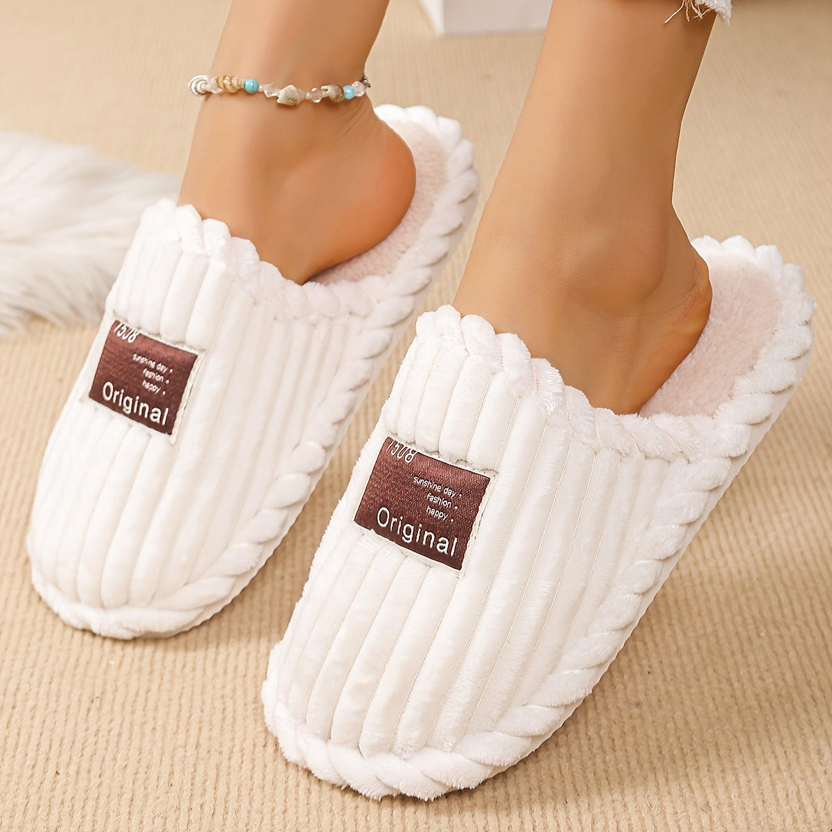 Unisex Winter Slip-On Slippers Comfortable Non-Slip Indoor Casual Shoes