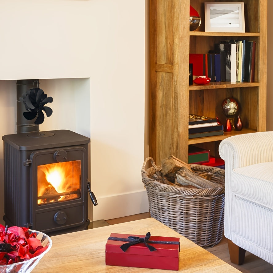 Wood Stove Fan Heat-Powered Fireplace Accessory for Fall and Winter