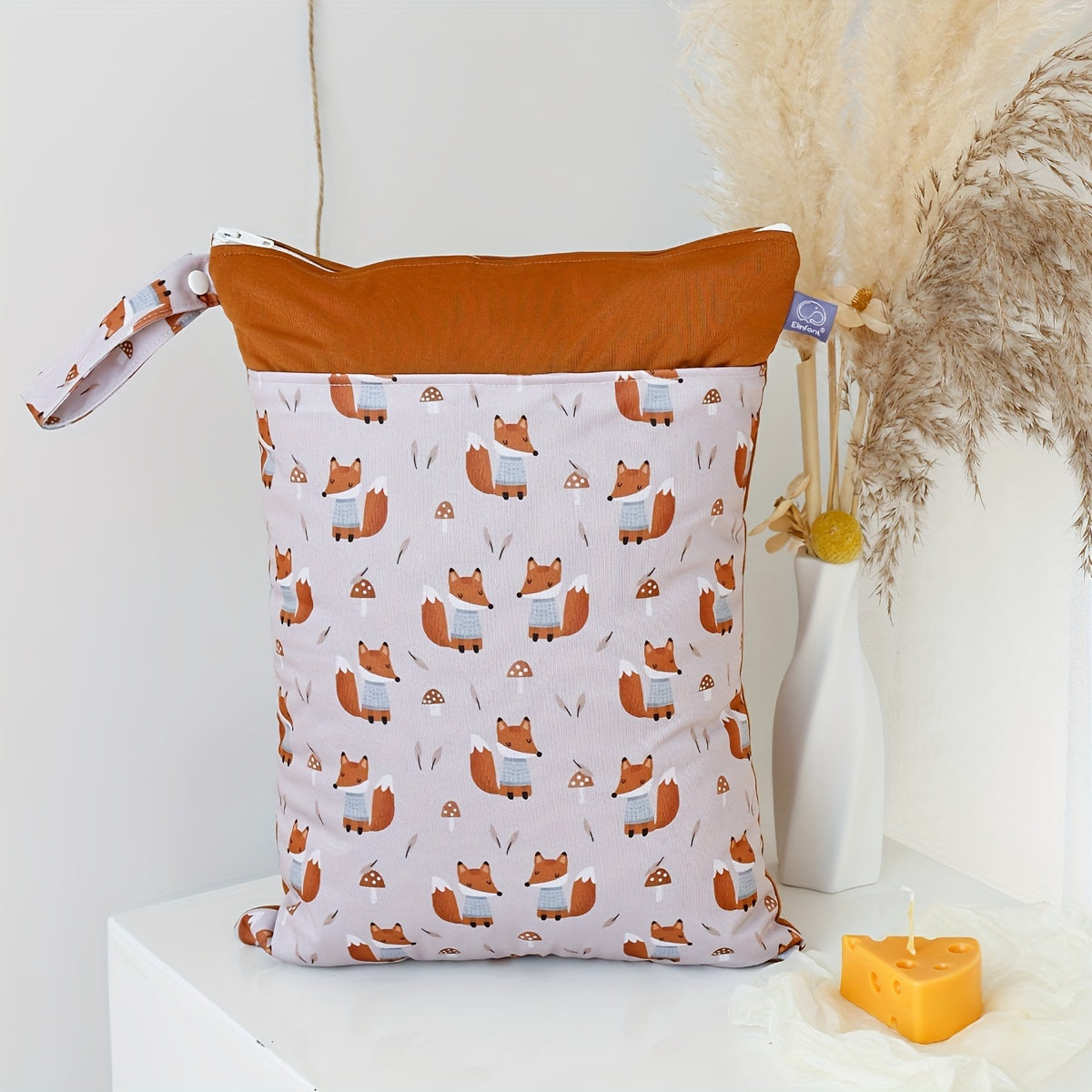 Bolso impermeable para pañales con dos cremalleras 30x40cm Bolsa de almacenamiento húmedo y seco para pañales de tela