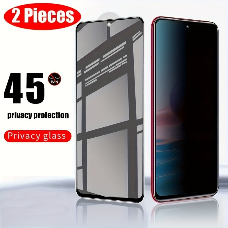 2pcs Privacy Screen Protector for Redmi Note Phones Tempered Glass Anti-Peep Anti-Fingerprint