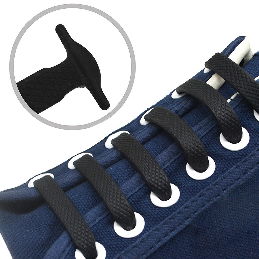 16 Pack Elastic Silicone Shoelaces for Sports and Casual Shoes