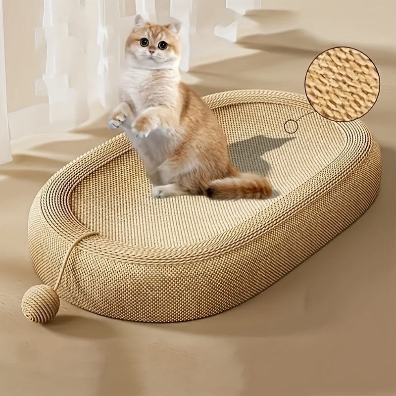 Durable Oval Cat Scratching Post with Sisal Rope Enclosed Design for Healthy Scratching