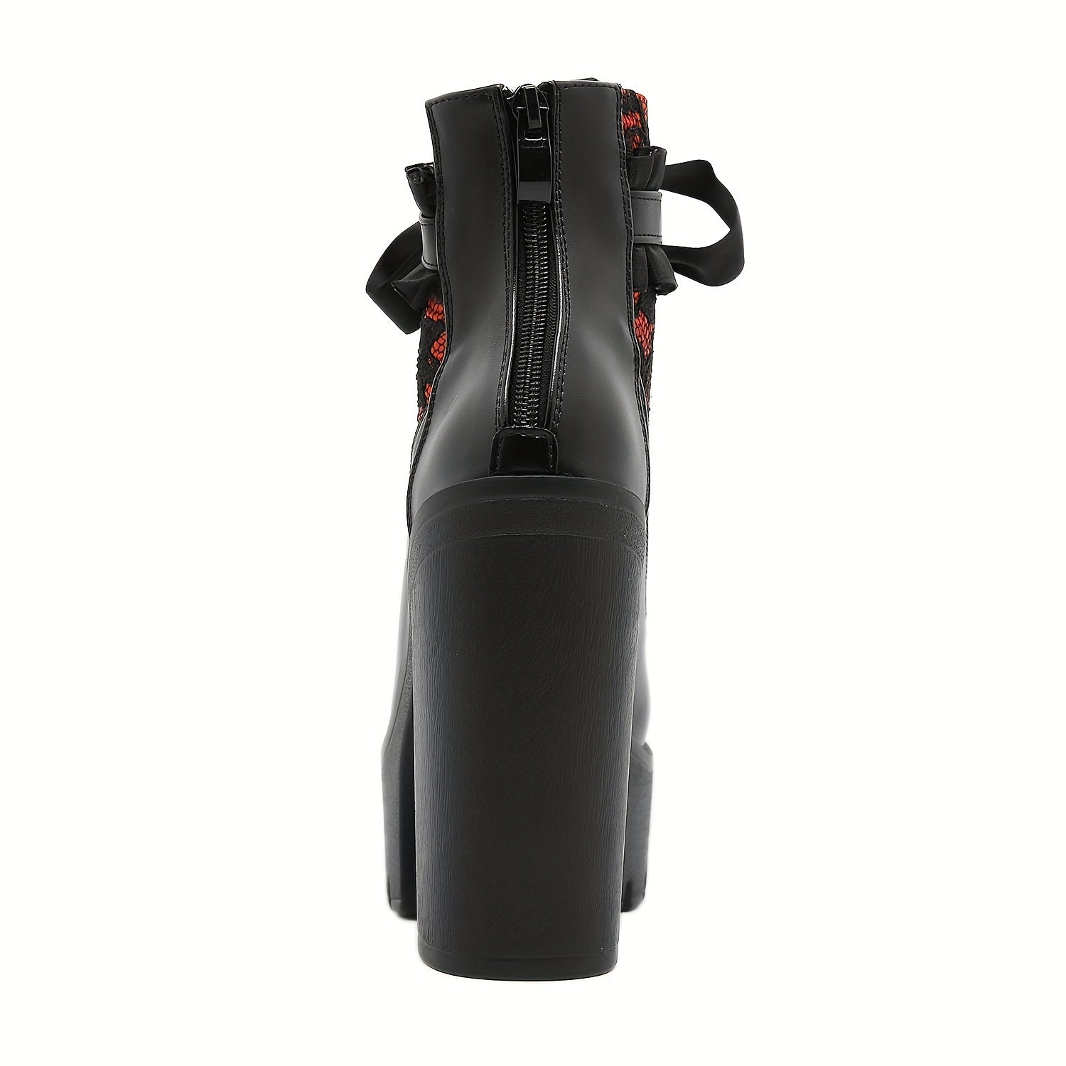 Women's Gothic Lace Patchwork High Heel Ankle Boots All-Season PU Chunky Platform