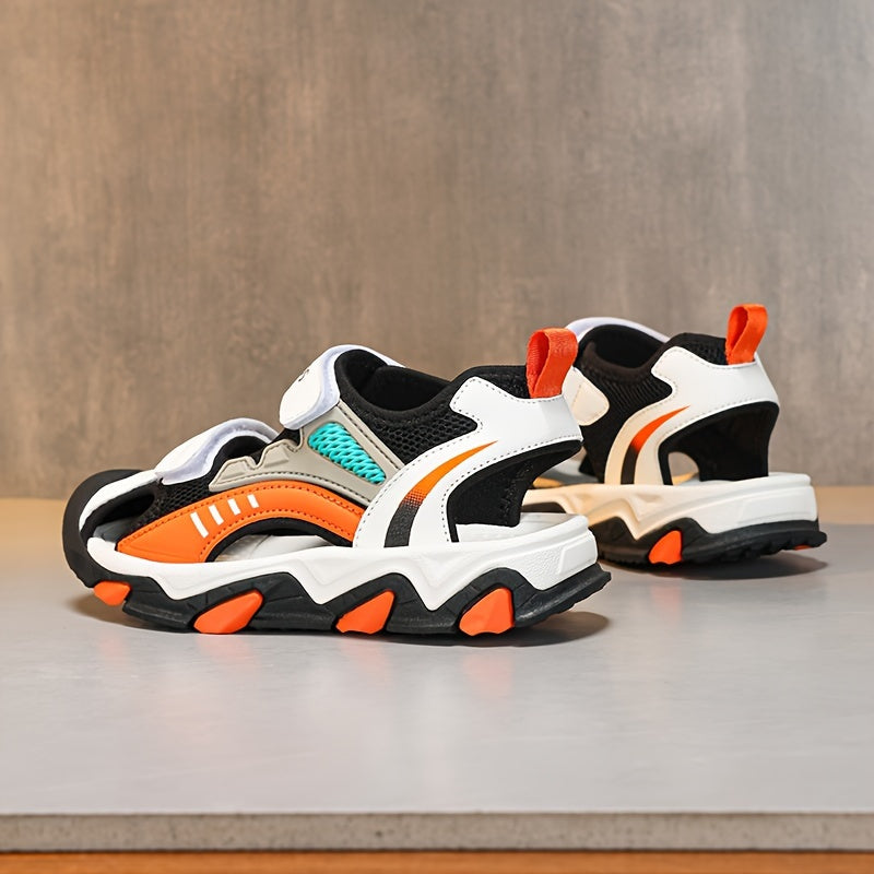 Boys Summer Sports Sandals Breathable Non-Slip Sole Striped Low Top Adjustable